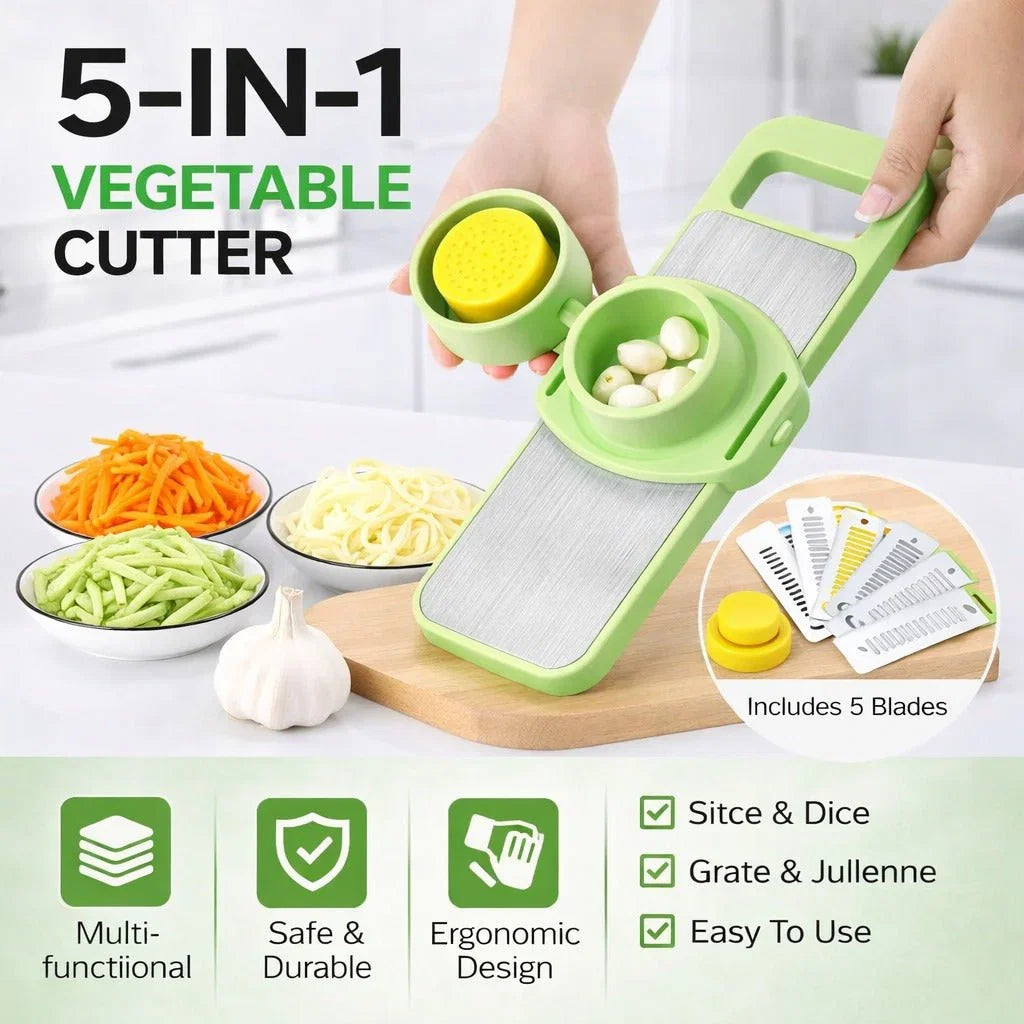5 in 1 In 1 Vegetable Cutter With Stainless Steel Blades