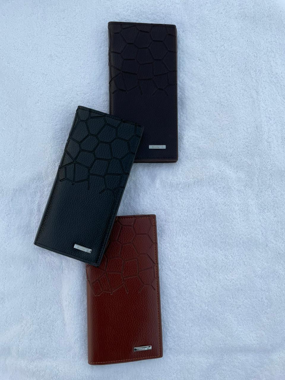 Premium Geometric Leather Long Wallet – Slim, Elegant