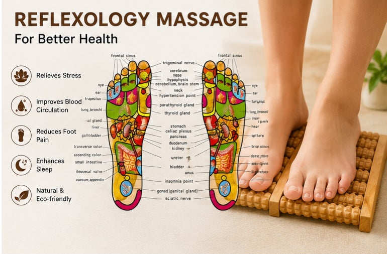 Wooden Foot Massager Roller | Relieve Foot Pain, Stress & Improve Blood Circulation