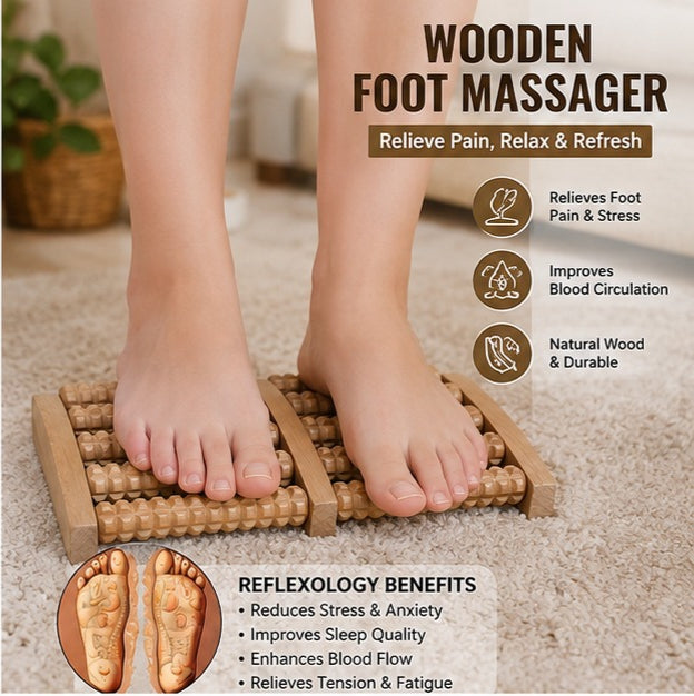 Wooden Foot Massager Roller | Relieve Foot Pain, Stress & Improve Blood Circulation