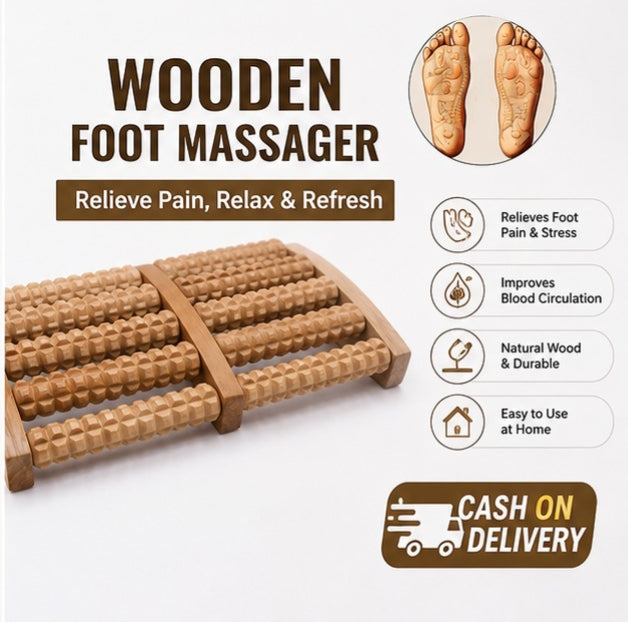 Wooden Foot Massager Roller | Relieve Foot Pain, Stress & Improve Blood Circulation