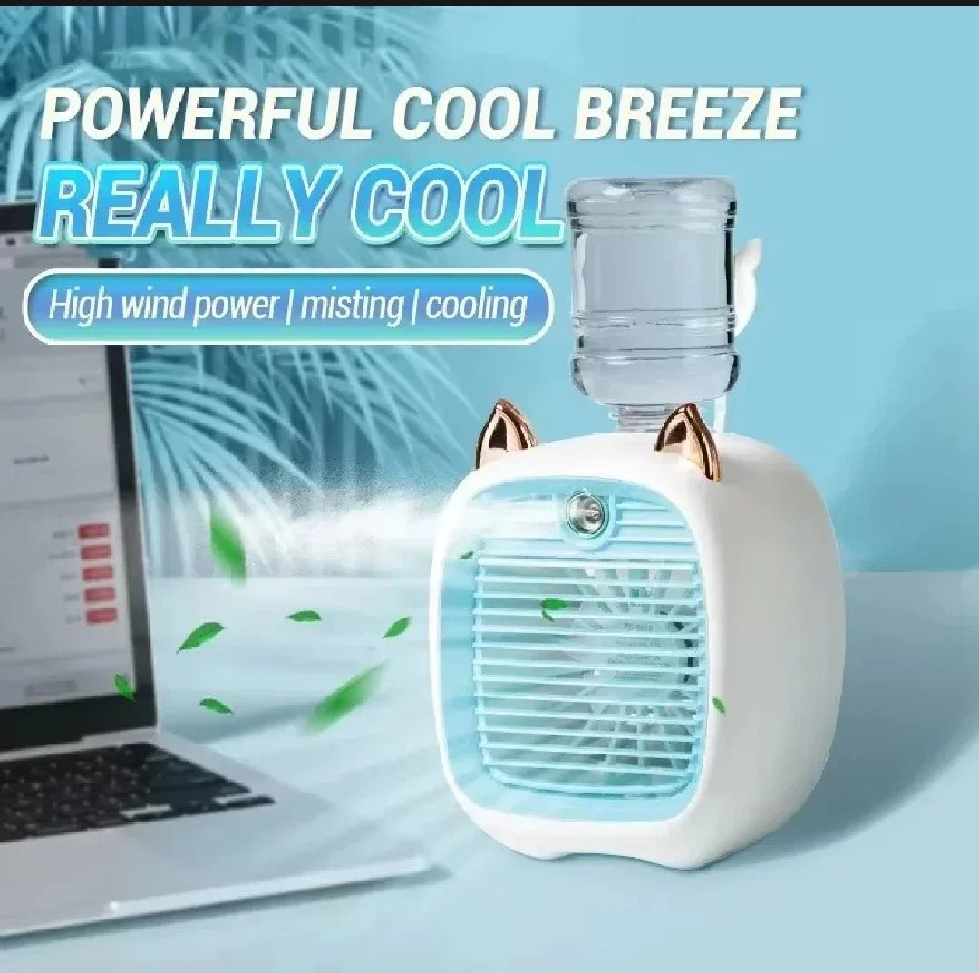Kitty Cooling Fan™ – 3-in-1 Mini Air Cooler, Humidifier & Quiet Desk Fan
