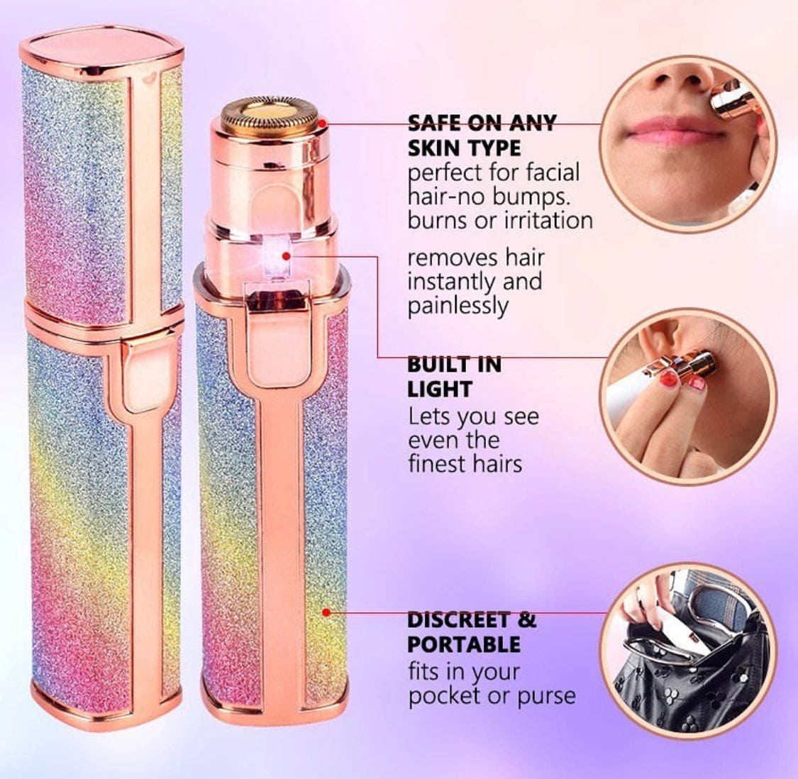 2-in-1 Electric Eyebrow Trimmer & Facial Hair Remover – USB Rechargeable, Portable & Painless