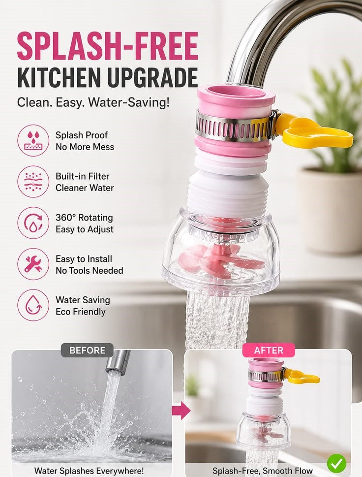 360° Flexible Faucet Extender - Dual Mode Kitchen Tap Sprayer Water Saver